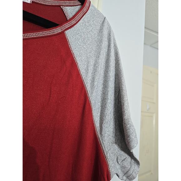 EKOUAER 54" Long Nightgown 2 Tone Red&Gray LG Buttery Soft, Silky Feeling NWT - Picture 3 of 8